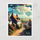Dunster England Art Vintage Reise Illustration Postkarte (Vorderseite)