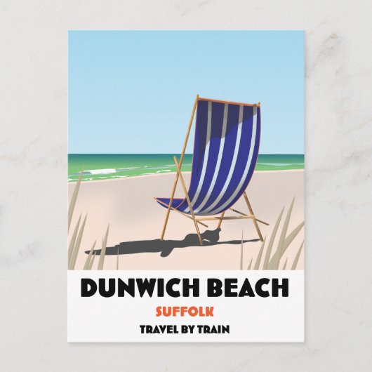 Dunwch Beach Suffolk Vintages Zugposter Postkarte (Vorderseite)