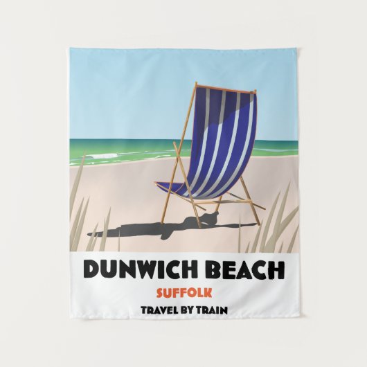 Dunwch Beach Suffolk Vintages Zugposter Wandteppich (Vorderseite)