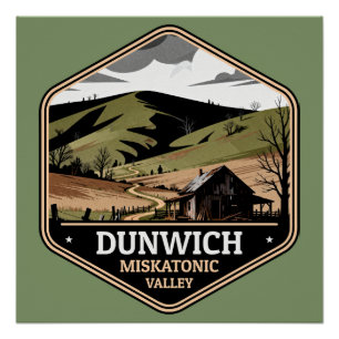 Dunwich Miskatonic Valley Vintage Reisebadge Poster