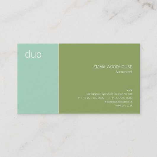 Duo-Aqua u. Grün Visitenkarte (Vorderseite)
