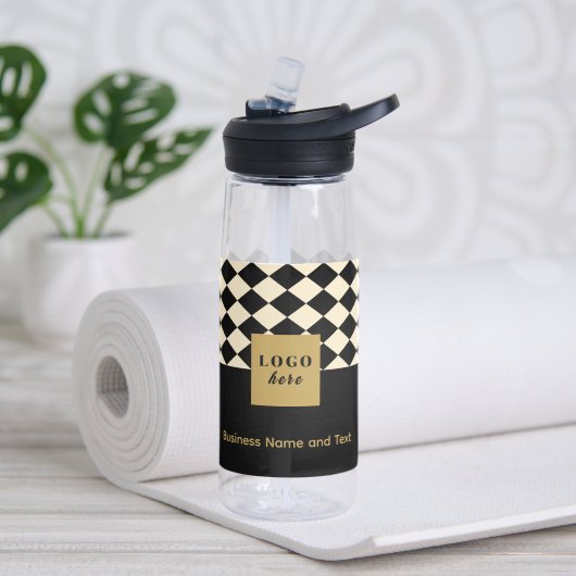 Duo black & creme - Business-Logo Wasserflasche Trinkflasche (Yoga)