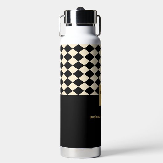 Duo black & creme - Business-Logo Wasserflasche Trinkflasche (Vorderseite)