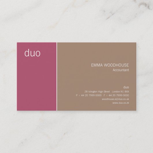 Duo-dunkles Rosa u. TAN Visitenkarte (Vorderseite)