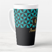 Duo Geo Black & Aquamarine Individuelle Name Milchtasse (Linke Ecke)
