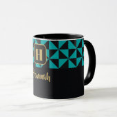 Duo Geo Black & Aquamarine Individuelle Name Tasse (VorderseiteRechts)