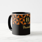 Duo Geo Black & Burnt Orange Individuelle Name Tasse (Vorderseite Links)