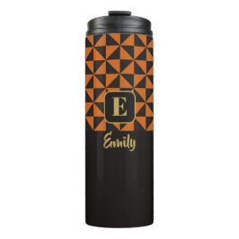 Duo Geo Black & Burnt Orange Individuelle Name Thermosbecher