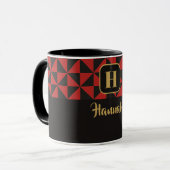 Duo Geo Black & Crimson Red Individuellen Namens Tasse (Vorderseite Links)