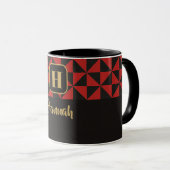 Duo Geo Black & Crimson Red Individuellen Namens Tasse (VorderseiteRechts)
