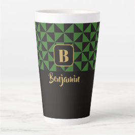 Duo Geo Black & Forest Green Individuellen Namen Milchtasse