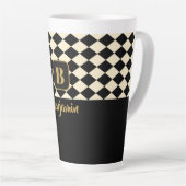 Duo Geo Black & Ivory Cream Individuellen Namen Milchtasse (Rechte Ecke)
