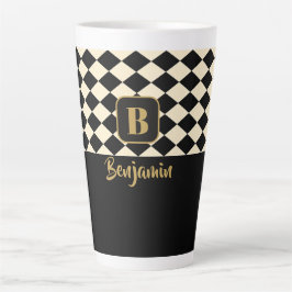 Duo Geo Black & Ivory Cream Individuellen Namen Milchtasse