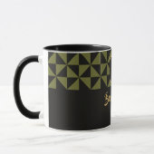 Duo Geo Black & Olive Moss Individuellen Namen Tasse (Links)