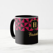 Duo Geo Black & Pink Individuellen Namen Tasse (Vorderseite Links)