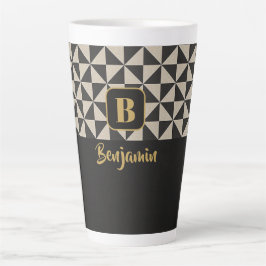 Duo Geo Black & Stone Gray Individuellen Namens Milchtasse