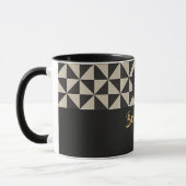 Duo Geo Black & Stone Gray Individuellen Namens Tasse (Links)