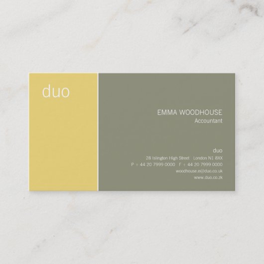 Duo grau u. gelb visitenkarte (Vorderseite)