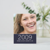 "Duo" Mitternachtsblauer Abschluss Einladung (Stehend Vorderseite)