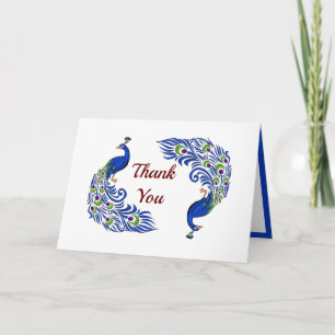 Duo Pfau gefaltete Hochzeit Dankeskarten Dankeskarte