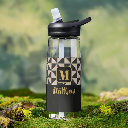Duo Schwarz/Grau-Individuelle Name Trinkflasche (Außenbereich)