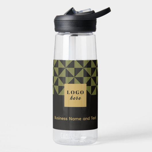 Duo schwarz & olive - Firmenlogo Wasserflasche Trinkflasche (Links)