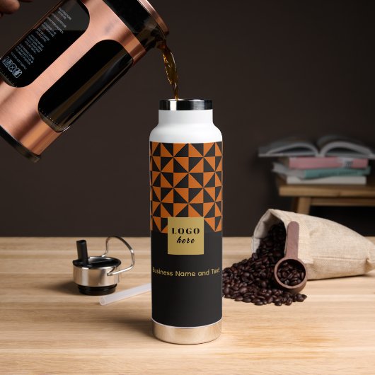 Duo schwarz & orange - Geschäftslogo Wasserflasche Trinkflasche (Kaffee)