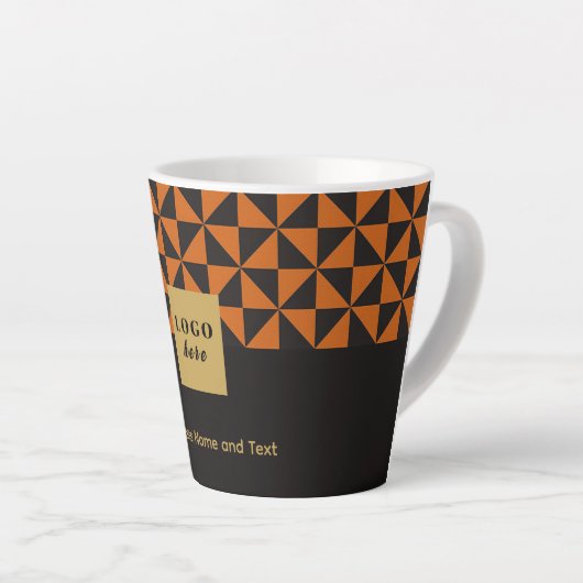 Duo Schwarz-Orange-Kunsthandwerk-Logo Latte Tasse (Rechte Ecke)