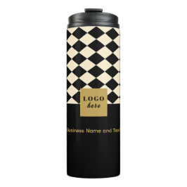 Duo schwarz und creme - GeschäftslogoThermal Tumbl Thermosbecher