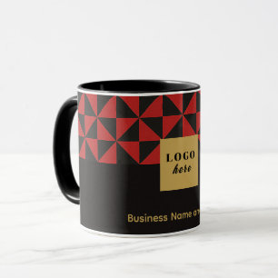 Duo, schwarz und rot - Firmenlogo Tasse