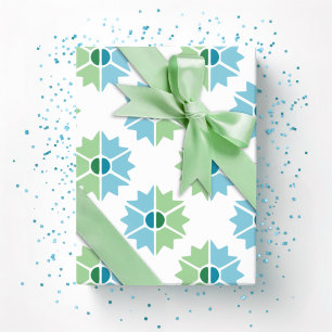 Duo Starburst in Grün und Aqua Geschenkpapier