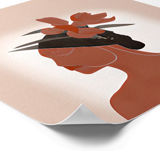 Duo Tänzerin und Blumenhut Minimalistische Kunst Poster (Ecke)