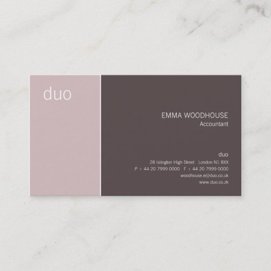 Duo-Taupe u. Rosa Visitenkarte (Vorderseite)