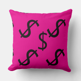 Duo-Ton-Dollar-Dollarzeichen Rosa Rot Kissen