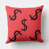 Duo Tone Dollar $ign Pink Red  Kissen (Rückseite)