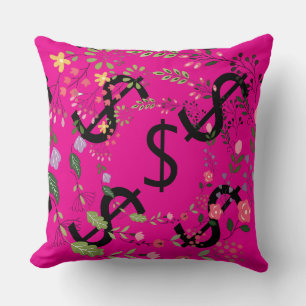 Duo Tone Dollar $ign Rosa Rot floral Kissen