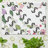 Duo Tone Dollar $ign Weiße Blumenmuster Geschirrtuch (Gefaltet)