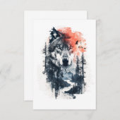Duo Tone Wolf Illustration Dankeskarte (Vorne/Hinten)