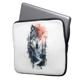 Duo Tone Wolf Illustration Laptopschutzhülle (Vorderseite Links)