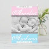 Duo Tones, Zwillingsankündigung Ankündigung (Stehend Vorderseite)