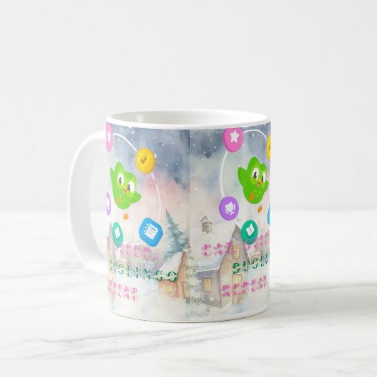 Duolingo Kaffeetasse (Vorderseite Links)