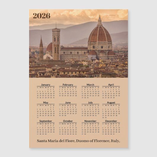 Duomo Florence Italy 2026 Calendar Magnetic Card Magnetkarte (Vorderseite)