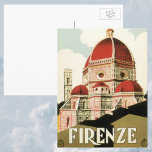 Duomo Italien Florenz Postkarte<br><div class="desc">Vintage Darstellung des europäischen Reiseplakats oder Gepäcklabels aus Florenz,  Italien mit der Cattedrale di Santa Maria del Fiore,  dem Florentiner Dom oder dem Florentiner Dom. Klassische italienische religiöse Architektur.</div>