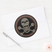 Duotone keltische Schädel- und Knochenaufkleber Runder Aufkleber (Umschlag)