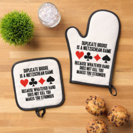 Duplicate Bridge ist ein Nietzschean-Spaß Ofenhandschuh & Topflappen-Set