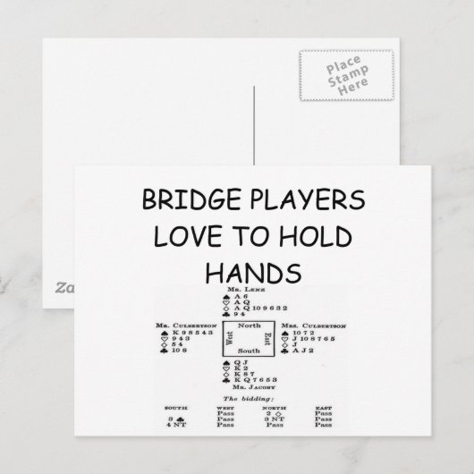 DUPLICATE BRIDGE JOKE POSTKARTE (Vorne/Hinten)