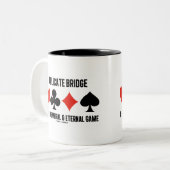 Duplikatbrücke ist ein ephememisches ewiges Spiel Zweifarbige Tasse (Vorderseite Links)