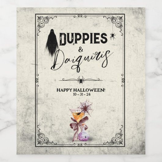 Duppies und Daiquiris Halloween Weinetikett (Einzelnes Label)