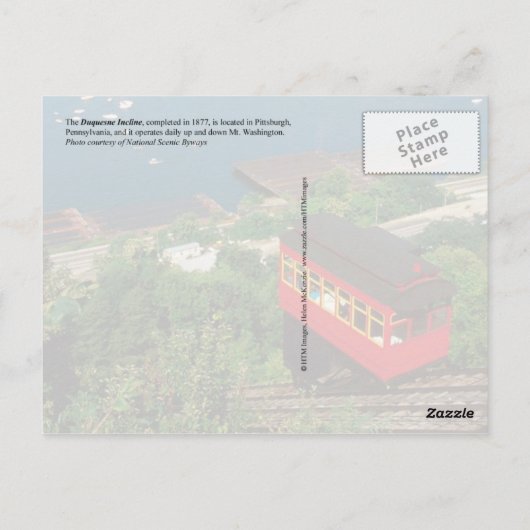 Duquesne Incline, Pittsburgh, Pennsylvania Postkarte (Rückseite)