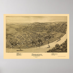 Duquesne, PA Panoramic Map - 1897 Poster